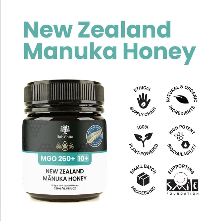 Hab Shifa - New Zealand Manuka Honey UMF 5+ MGO 100+ 250 G | Pure & Raw Honey from Native Manuka Flowers | Immune Support, Skin Care, & Soothing Relief image number 4