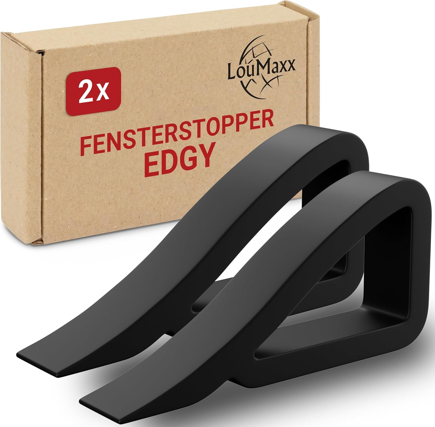 Loumaxx Window Stopper for Airing - Door Wedge - the Allrounder in Window Wedges and Door Stopper Floor - Window Stopper Rubber - Pack of 2 in Black