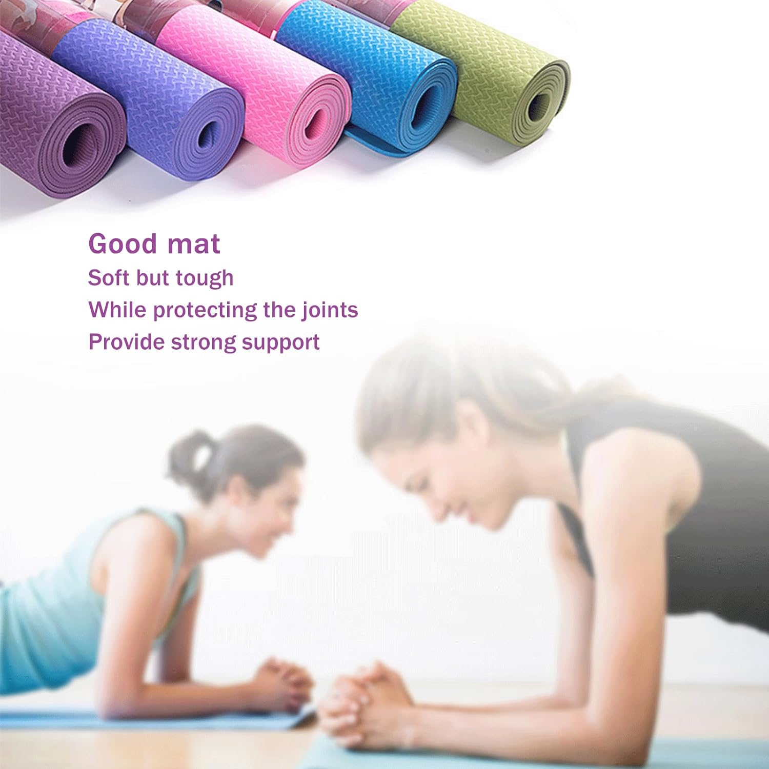 Foldable Yoga Mat, 6Mm TPE Exercise Mat, Thick Exercise & Workout Mat for Yoga, Pilates and Fitness with Anti-Slip Function &A Storage Bag for Yoga (183Cm*61Cm* 6Mm) image number 4