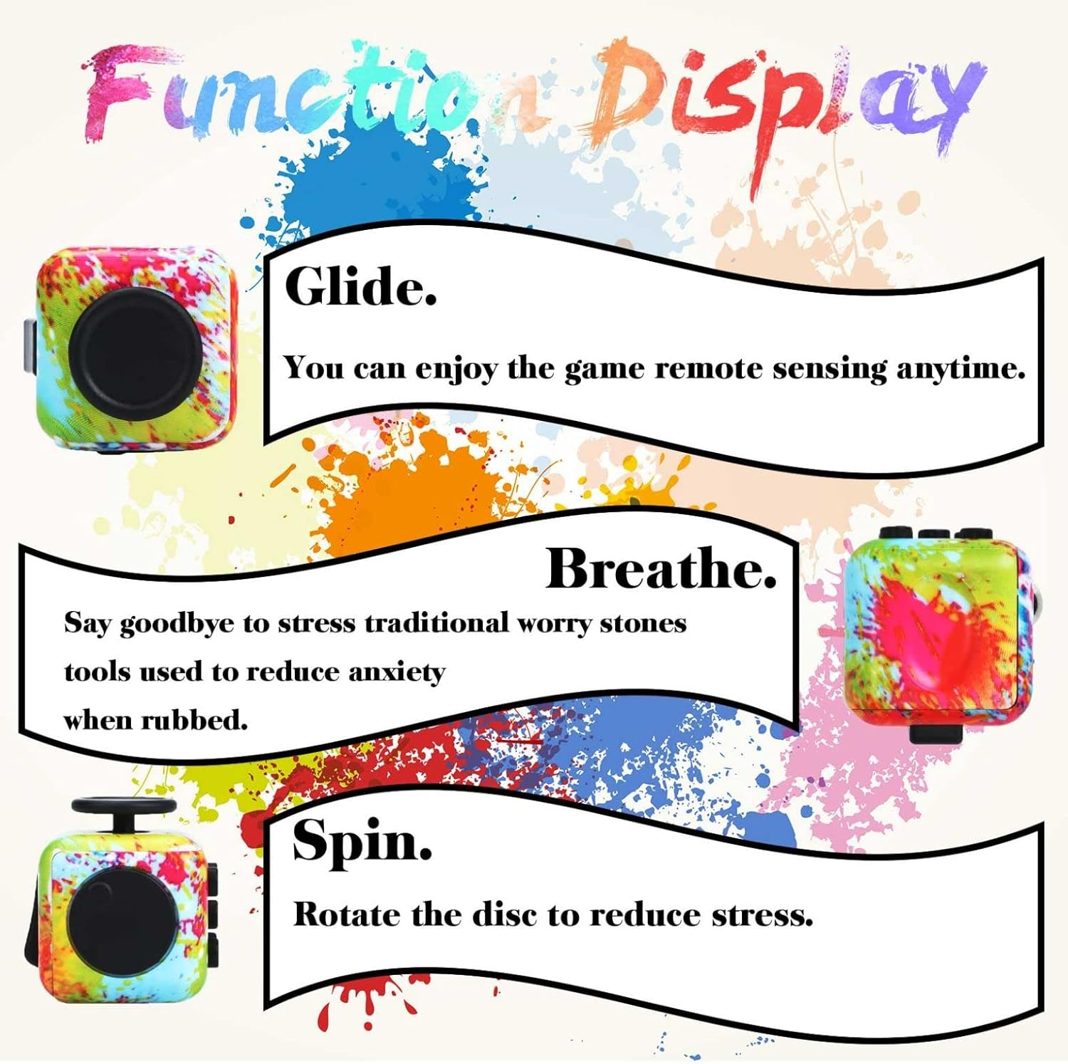 4 Pack Fidget Cube Fidget Toy, Magic Cube Stress and Anxiety Relief Toys, Infinity Cube Fidget Toy Cube Relaxing Hand-Held for Adults, Killing Time Cool Fidget Block for ADD/ADHD/OCD image number 1