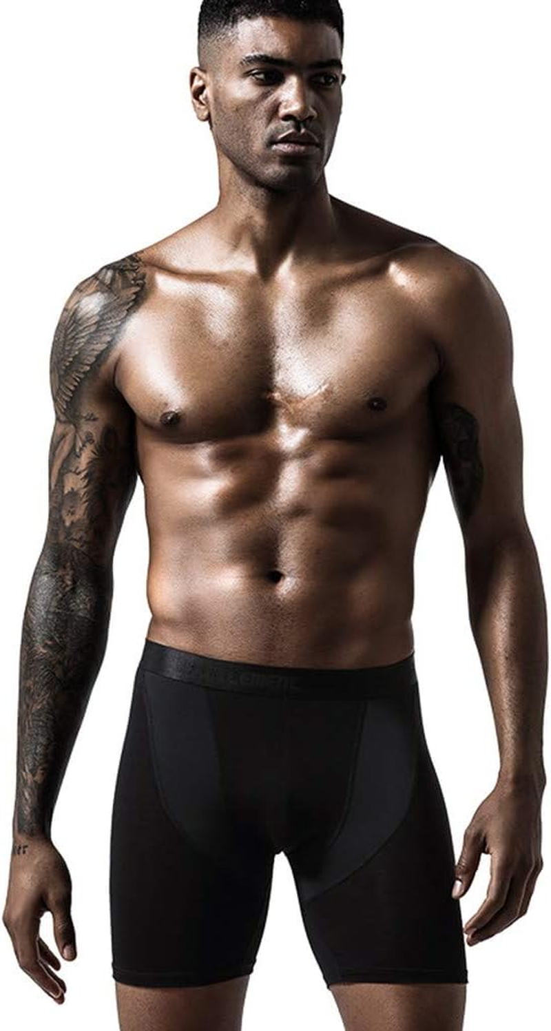 Steel Underwear Long Flat Sexy Men'S Underwear Pants Elastic Sports Quick Slim Men'S Underwear Men Underwear Pack 3 (Black-2, L) image number 2