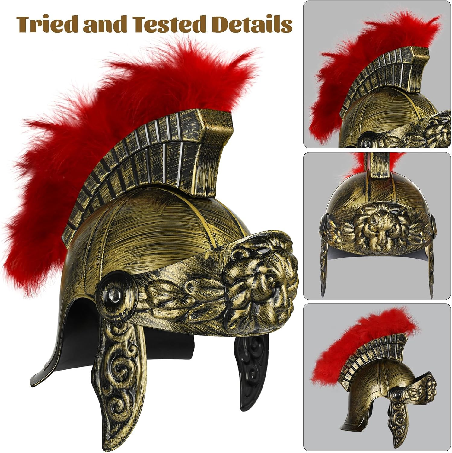 Medieval Roman Knight Helmet,Plastic Greek Spartan Gladiator Helmet Medieval Costume Accessories,Halloween Cosplay Hat image number 5