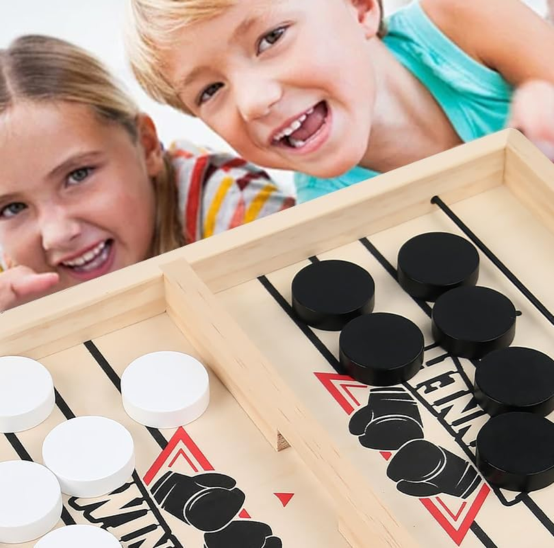 Large Fast Sling Puck Game - Test Your Speed and Accuracy with This Fast Action Super Winner Wooden Air Hockey Board Game - Guaranteed Fun for Family Game Night or Party with Friends image number 3