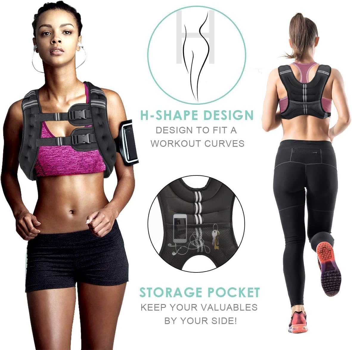 Weights Running Weight Vest for Men Women Kids,Body Weight Vests for Training Workout, Jogging, Cardio, Walking, Elite Adjustable Weighted Vest Workout Equipment image number 3