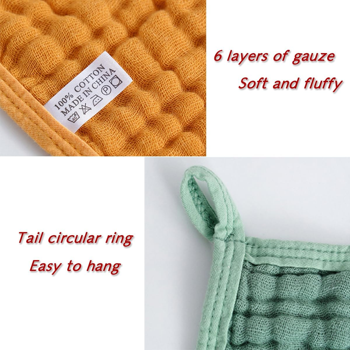 Agrap 7-Layer Pure Cotton Hiccup Cloth, 100% Cotton, 20 Inches X 10 Inches, Suitable for Baby Drool and Grooming, Soft, Safe, and Gentle Baby Bath Towel, Gender Free, Is the Best Gift Choice (Large) image number 5