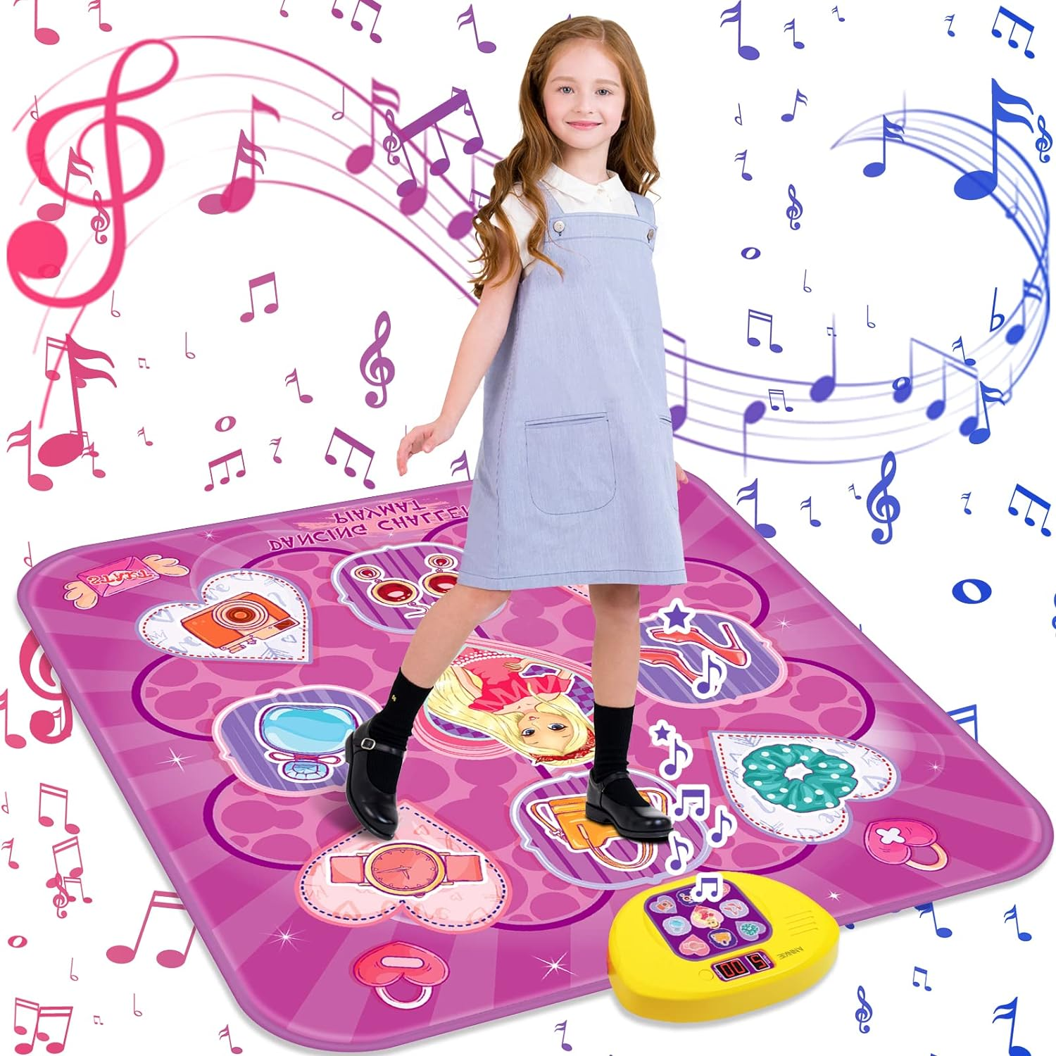 Dance Mat,Toys for 3 4 5 6 7+ Year Old Girls,Dance Mat for Kids,Electronic Music Dance Pad Toy with LED Lights,5 Game Modes Princess Dancing Mat,Birthday Xmas Gifts for Age 3-8 Year Old Girls image number 1