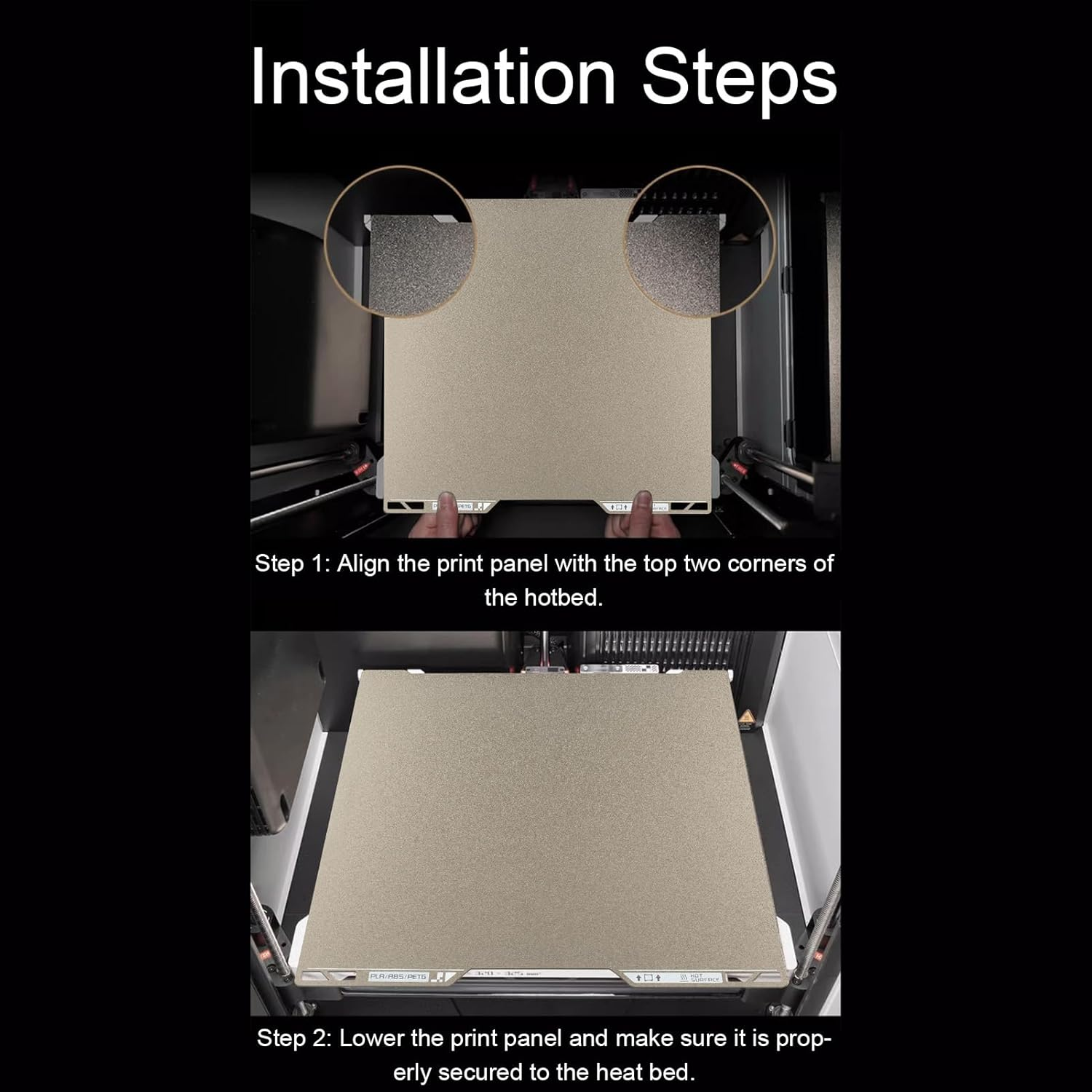 Upgraded 355X346Mm Build Plate for Lab H2D, 3D Printer Textured PEI and Smooth PEY Flexible Print Bed, Heated Bed Spring Steel Flexible Platform Accessories Replacement image number 4
