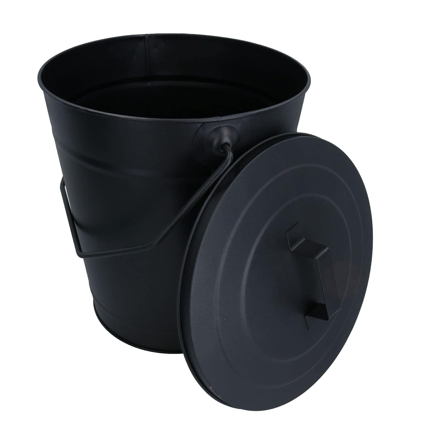 AB Tools Coal Bucket & Lid Black Metal Ash Tidy Bin Coal Carrier Fire Log Burner Kindling