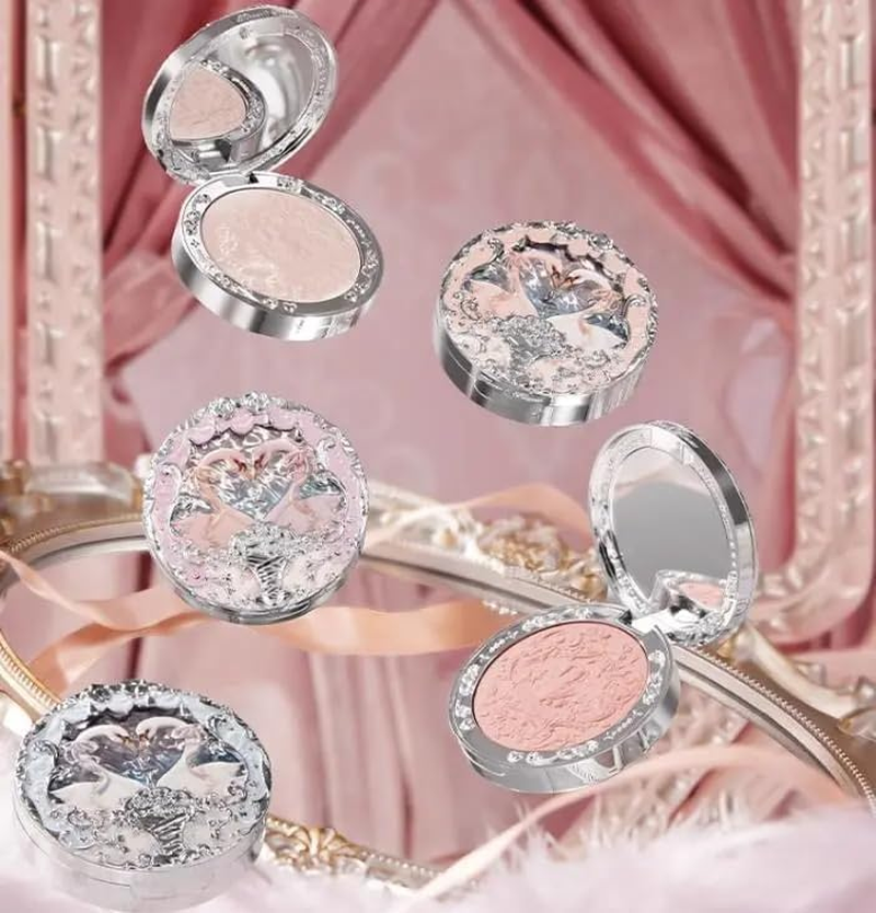 Flowers Knows Swan Ballet Series Velvet Mist Blush Expanded Matte Setting Blush Powder Exquisite Relief Women Face Makeup (C01, K) - C01 image number 3