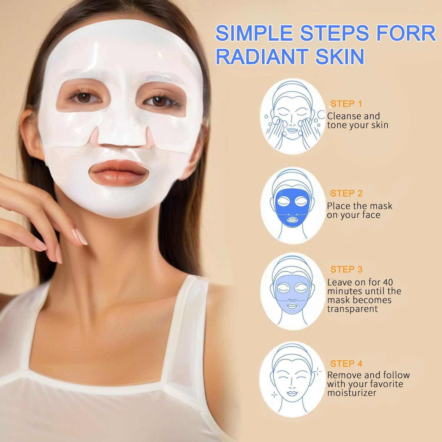 Deep Collagen Wrinkle Lifting Mask - 6 Pack Facial Masks for Overnight Hydration & Skin Firming - Pure Collagen Films for Radiant Elasticity image number 3