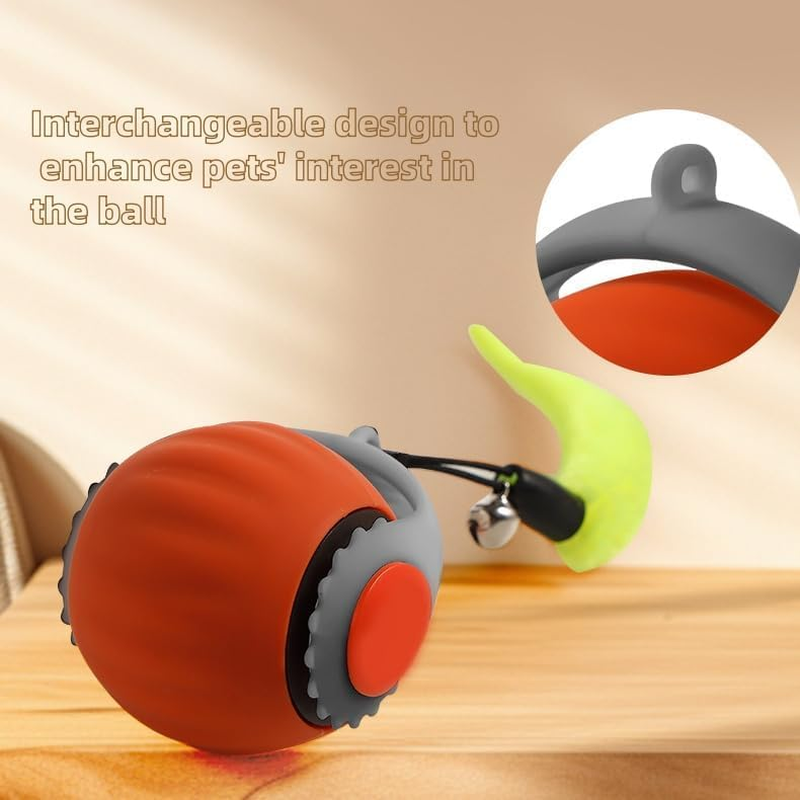 Interactive Cat Toy Balls,Electric USB Rechargeable,Built in 150Mah Lithium Battery, the Speed Can Reach 1M/S,Intelligent and Normal Modes (Orange)