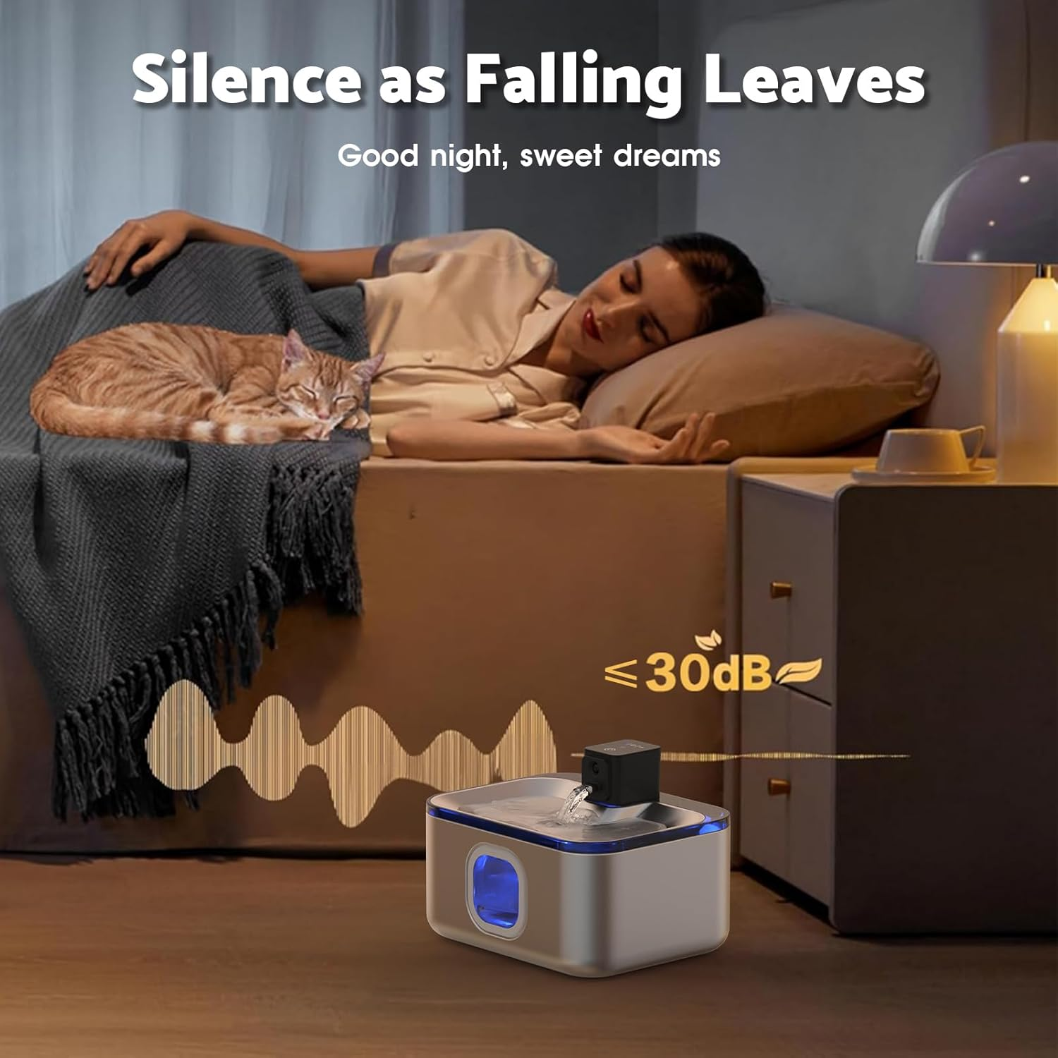 Advwin 5L/169Oz Wireless Stainless Steel Cat Water Fountain, 4000Mah Battery Operated Rechargeable Pet Dog Water Dispenser Indoor, Automatic Pet Drinking Water Bowls with Motion Sensor & Quiet Pump image number 2