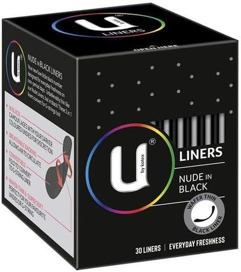 3 PACK of Kotex U Nude Liners in Black 30 Pack