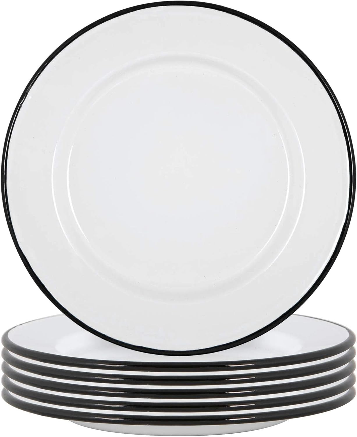 Argon Tableware Enamel Dinner Plates - 25.5Cm - Pack of 6 - Grey Dining Plates Lightweight Camping Large Dinner Dish for Appetisers, Starters, Mains, Sides, Desserts
