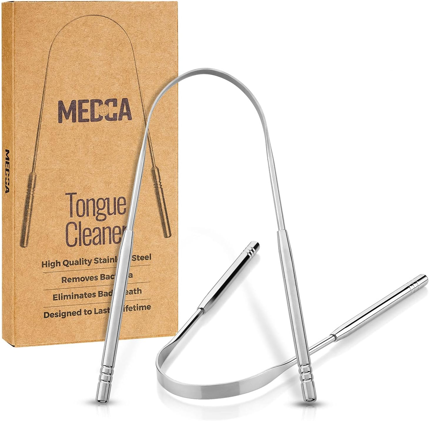 Tongue Scraper - Stainless Steel Tongue Cleaner Brush for Help Getting Rid of Bad Breath and Bacteria | Food Scraper to Keep Your Mouth & Teeth Healthy and Clean - Essential Dental Hygiene Kit image number 3