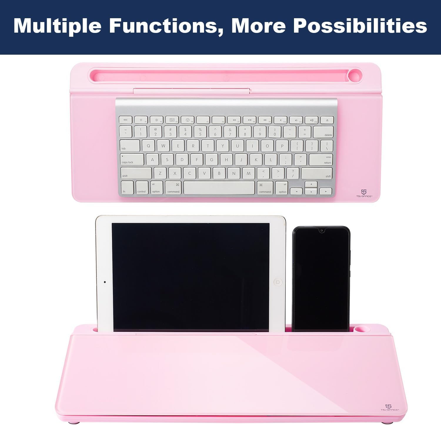 TSJ Office Desktop Whiteboard Dry-Erase-Board - Computer Keyboard Stand White Board Surface Pad with Drawer, Desk Organizers with Accessories for Office, Home, School Supplies image number 4