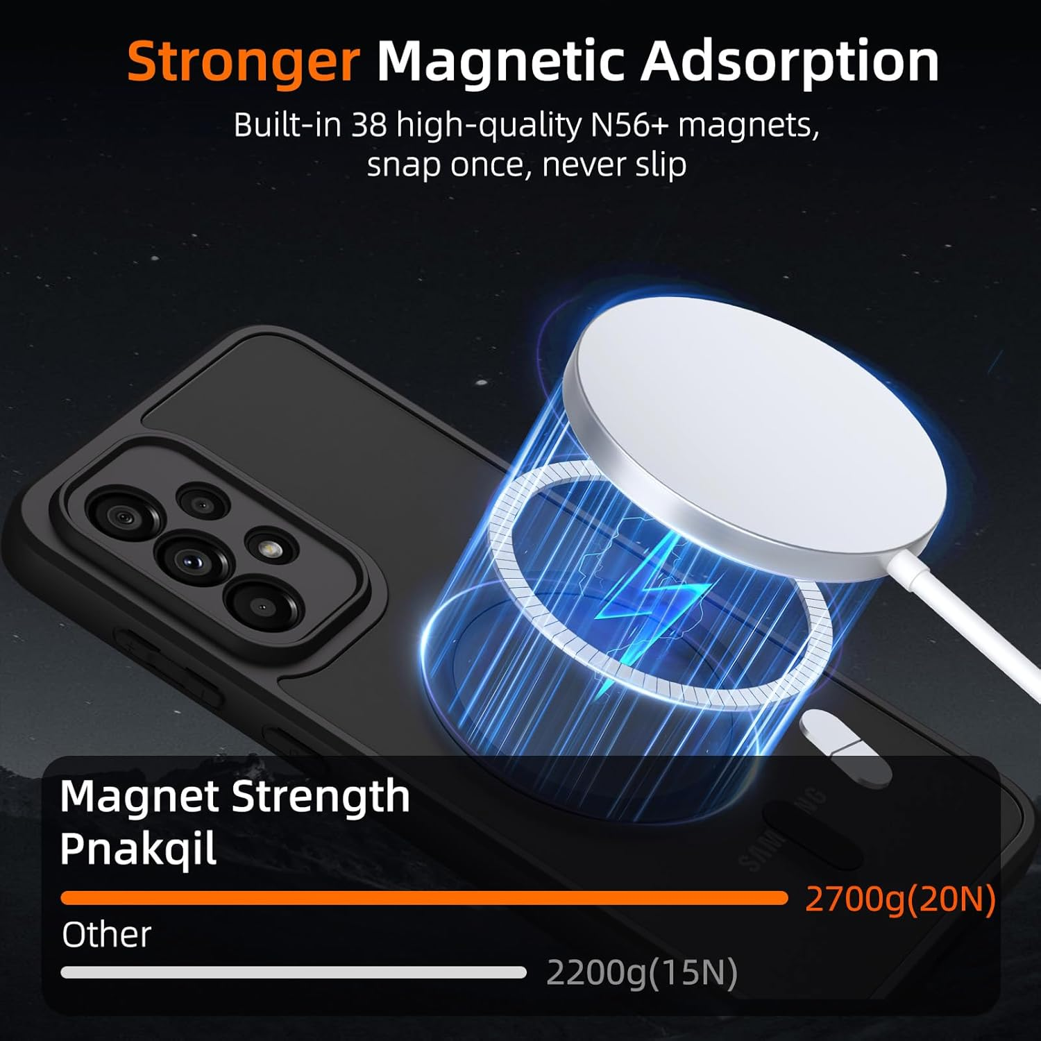 Pnakqil Magnetic for Samsung Galaxy A53 5G Case for Magsafe, Matt Translucent Mobile Phone Case for Samsung A53 with 2 Tempered Protection Glass, PC Hardness Back Scratch-Resistant Shockproof Thin image number 6