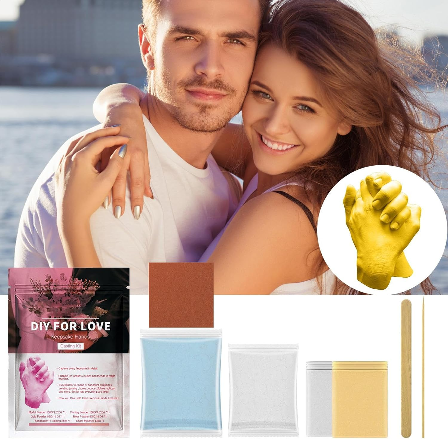 Vitsrisea Hand Casting Kit - DIY Hand Casting - Creative Couples Activities - Decorative Souvenir Sculpture for Home Decoration image number 5