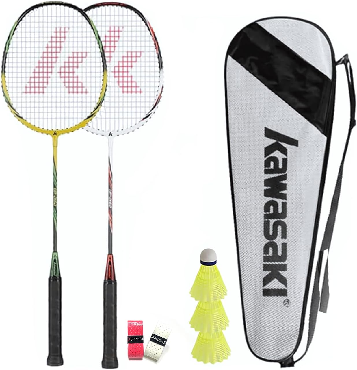 KW 2-Player Durable Badminton Racket Set Badminton Racquets Set with Shuttlecocks a Free Cover