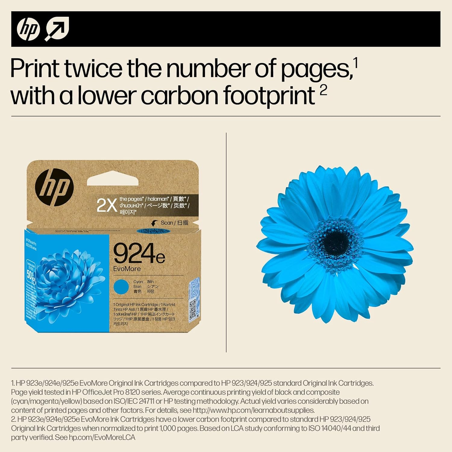 HP 924E Genuine Original Cyan EVOMORE Printer Ink Cartridge, Print 2X More Pages, Lower Carbon Footprint Works with HP Officejet Pro 81Xx All-In-One Series Printers (4K0U7NA) - Magenta image number 5