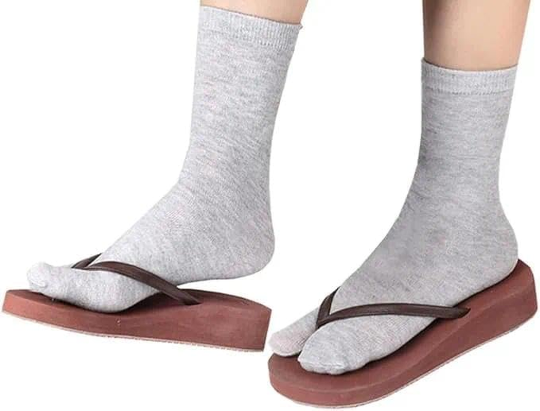 Tabi Sock & Toe Sock, Split Toe Sock, Flip Flop Sock, Compatible with Flip Flops and Suitable for Sports Shoes, Boots, Leather Shoes, Sandals, 6 Pairs, Mixed Colours (Black/White/Light Grey), Ermaoo image number 1