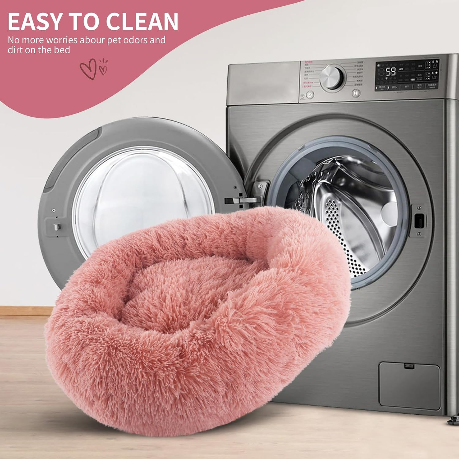 BVAGSS Anxiety Dog Bed, round Dog Beds Cat Bed Mattress Marshmallow Fluff Nest Calming Dog Bed for Small/Medium/Large Dogs XH034 (Diameter:80Cm, Bean Paste) image number 2