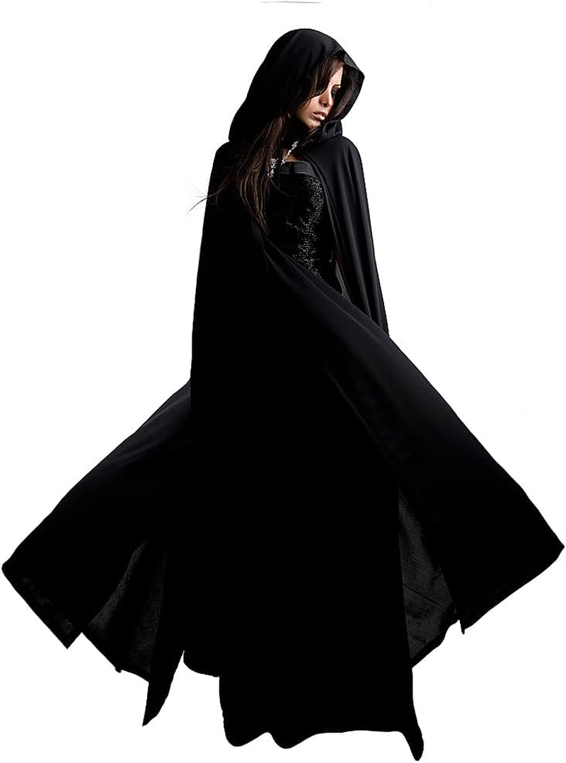 Halloween Cloak Full Length Hooded Velvet Witch Full Length Hooded Cloak for Halloween,Cosplay Costume Party, Cape Disguises image number 1