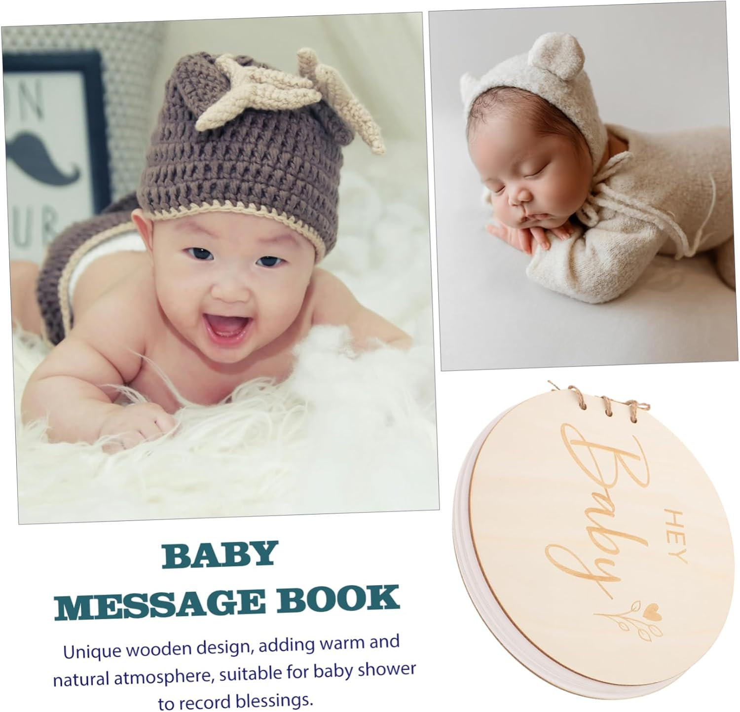 CANIGHT Shower Guest Book with Rustic Wooden Cover Signature Book for Newborns Elegant Keepsake Album for Showers First Birthdays and Milestone Events image number 3