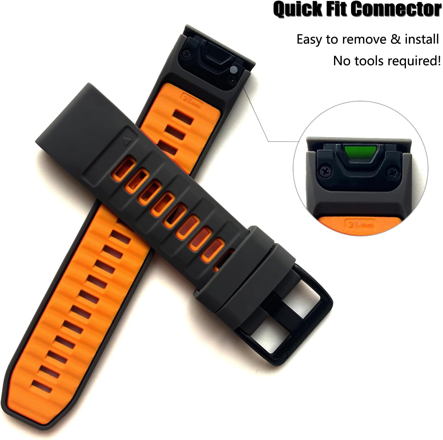 26Mm Quick Fit Silicone Watchband for Garmin Fenix 8 51Mmband, Waterproof Watch Strap Compatible with Fenix 7X/Fenix 6X/Fenix 5X/Fenix 3/Enduro/Epix Pro 51Mm image number 3