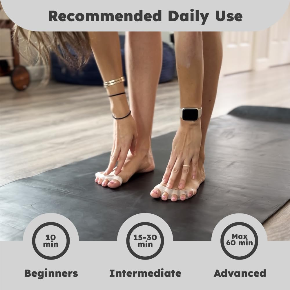 Yoga Trapeze Natural Toe Spacers & Separators, Fast Pain Relief from Hammertoe & Bunions | Food Grade Silicone Toe Stretchers Used for Walking, Running & Yoga Practice | Medium image number 3