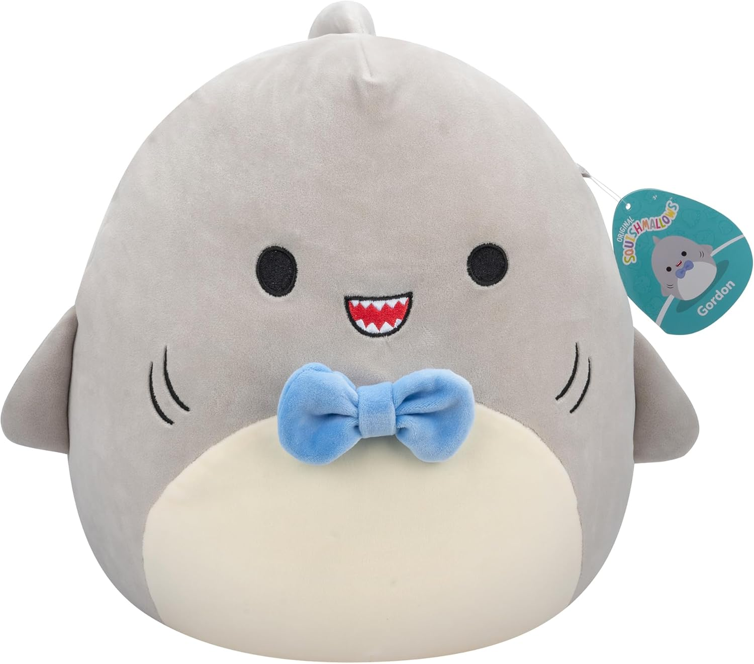 Squishmallows SQCR05379 7.5-Inch-Gordon the Grey Shark with Blue Bowtie, Multicolour image number 5