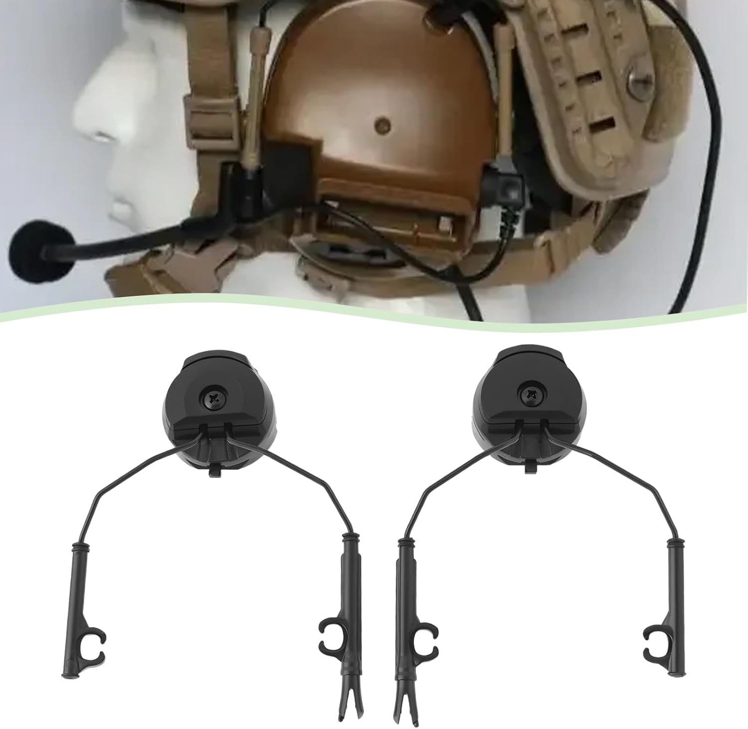OTOTEC 1Pair Tactical Helmet Rail Adapters Headset Support Helmet Arc Rail Adapter Compatible with Peltor Comtac Headset Support for Connected to Fast/Ach/Mich Series Helmet image number 3