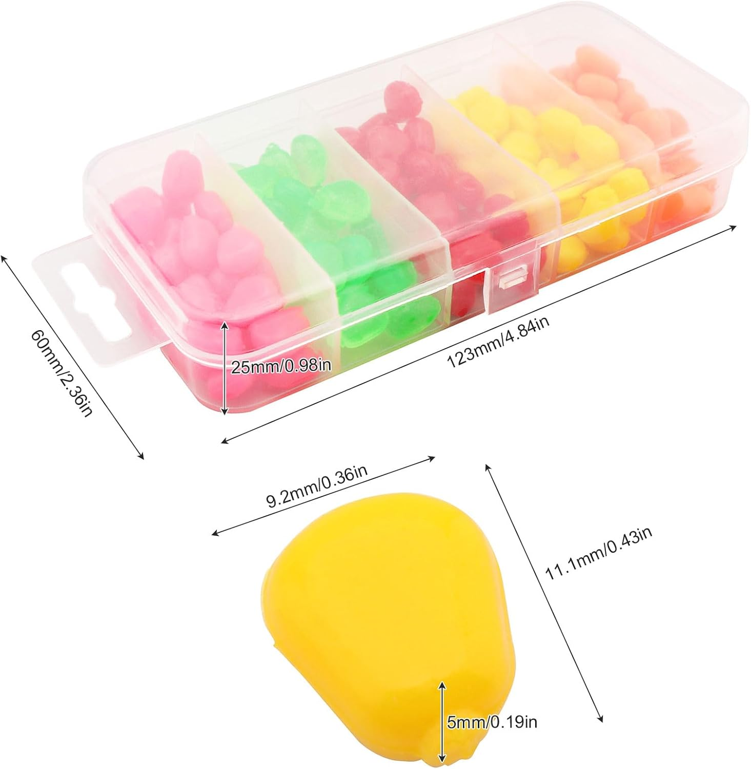 Origlam 125Pcs Simulation Fake Soft Baits Corn Carp Bait, 5 Colors Artificial Fake Corn Fishing Lure Carp Lures Baits image number 2