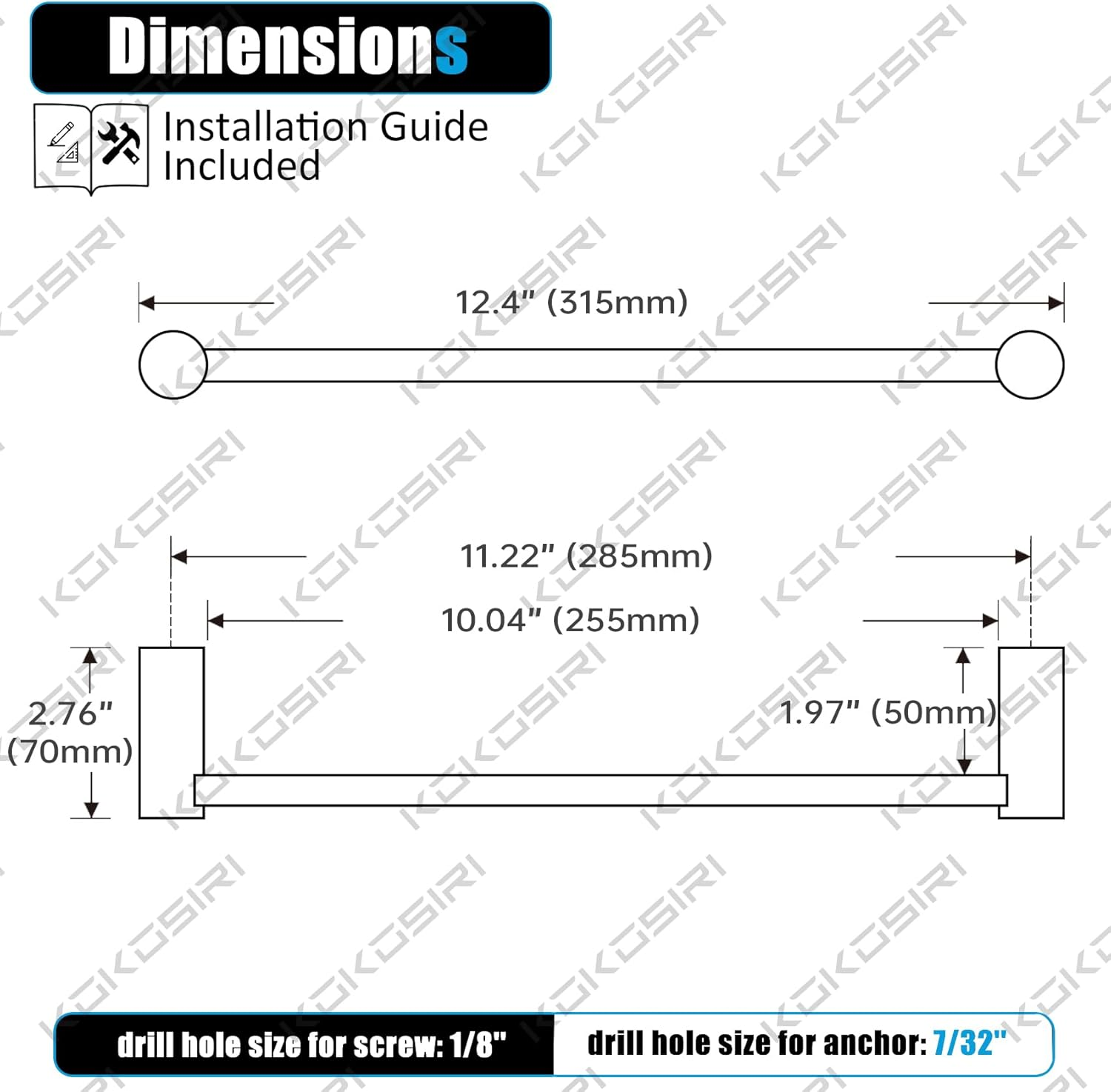 KOKOSIRI Bathroom Towel Bar Brushed Nickel 12-Inch Hand Towel Holder Rack Wall Mounted Bathroom Hardware Accessories Stainless Steel, B4007BR-L12 image number 2
