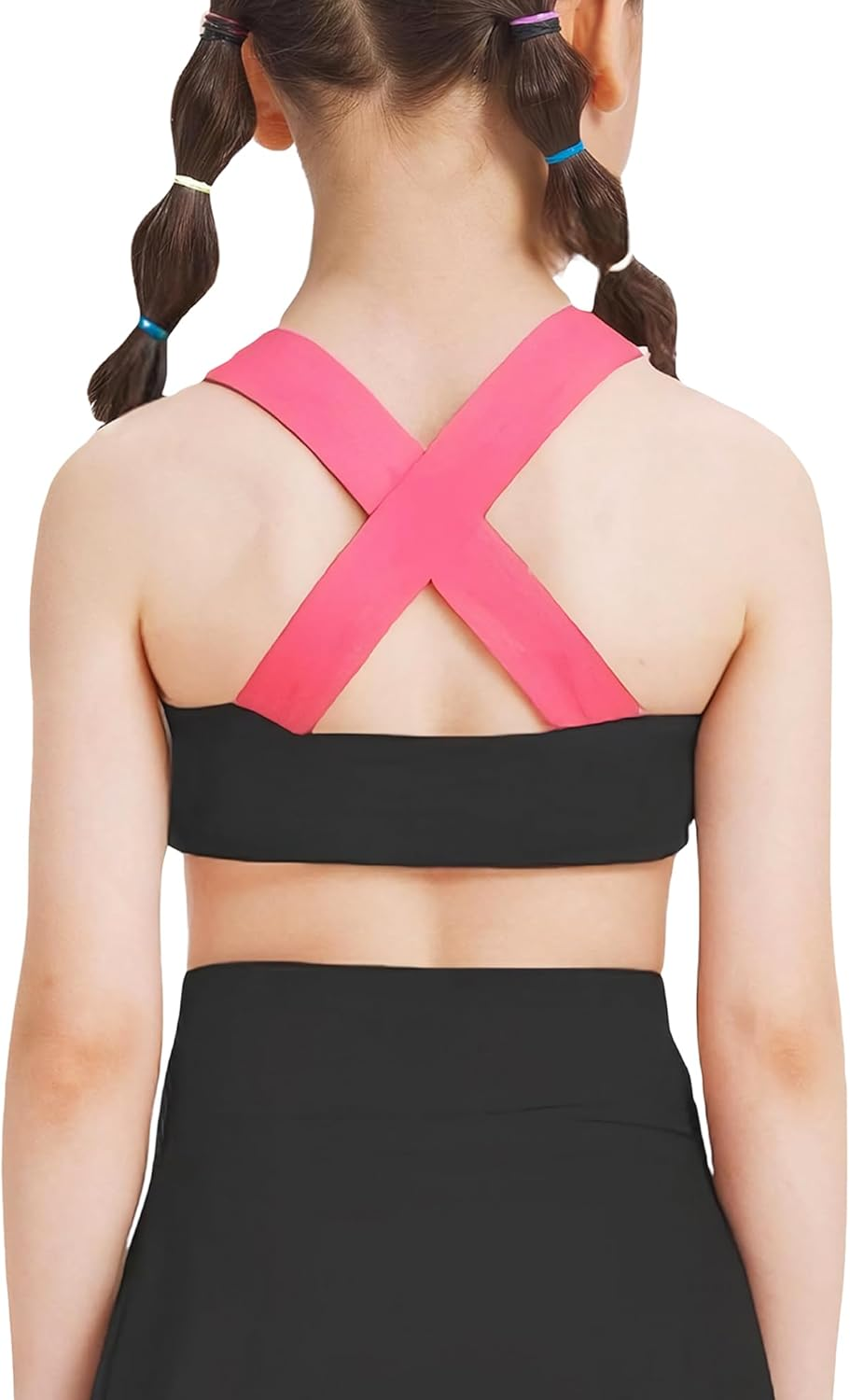 SEAUR 2 Pack Girls Basic Dance Crop Tank Top Wide Shoulder Straps Cross Back Athletic Sports Yoga Tank Tops Camis Activewear image number 4