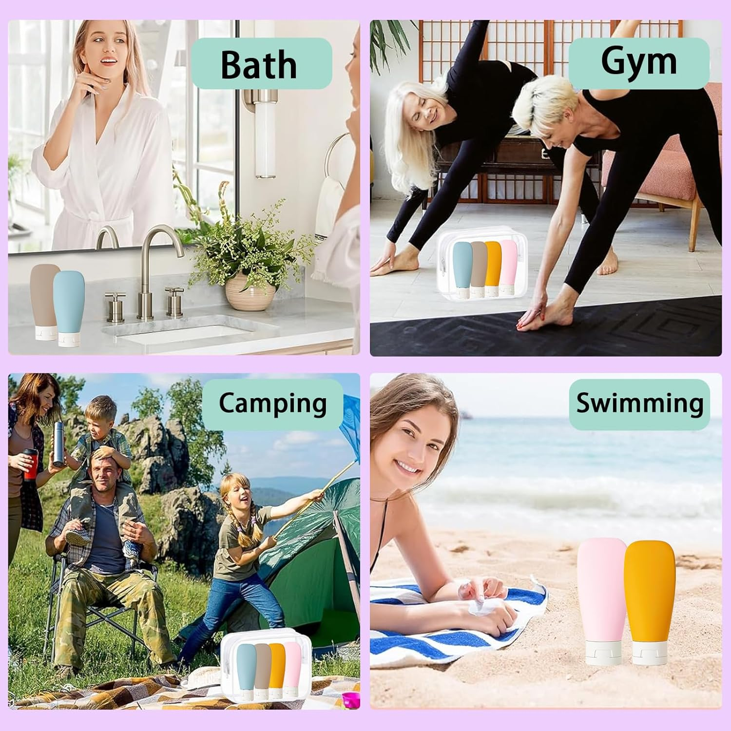 Jotia 5Pcs Travel Bottles Kit, Squeezable Containers TSA Approved Travel Containers Leak Proof Refillable Shampoo and Conditioner Travel Essentials Bottle Set image number 6