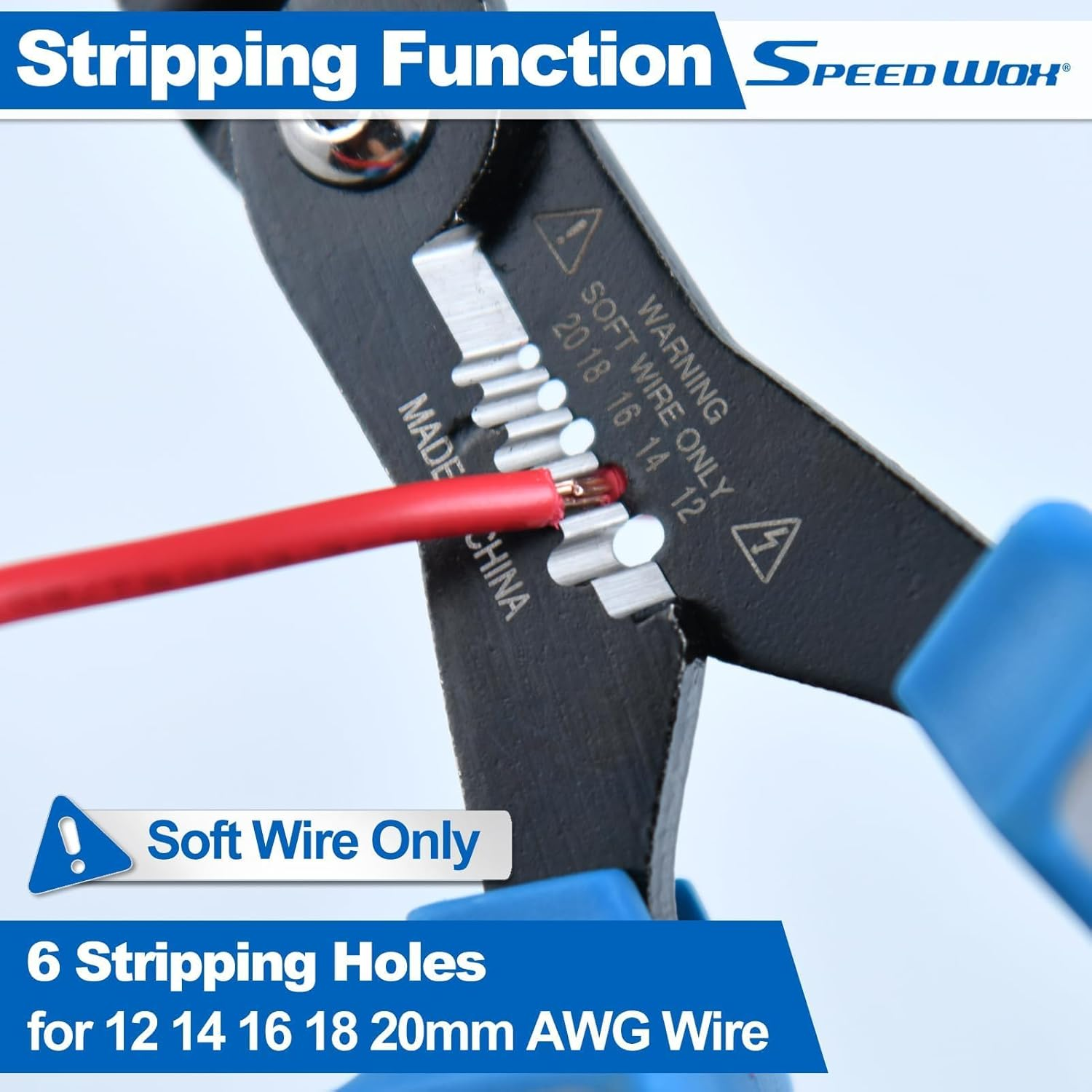 SPEEDWOX 4-In-1 Multi Purpose Electricians Pliers Wire Stripper, Wire Cutter, Wire Crimping Tool 7" Compact Wire Stripper for 10-20 AWG Insulated & Non-Insulated Clamping, Stripping, Cutting, Crimping image number 3