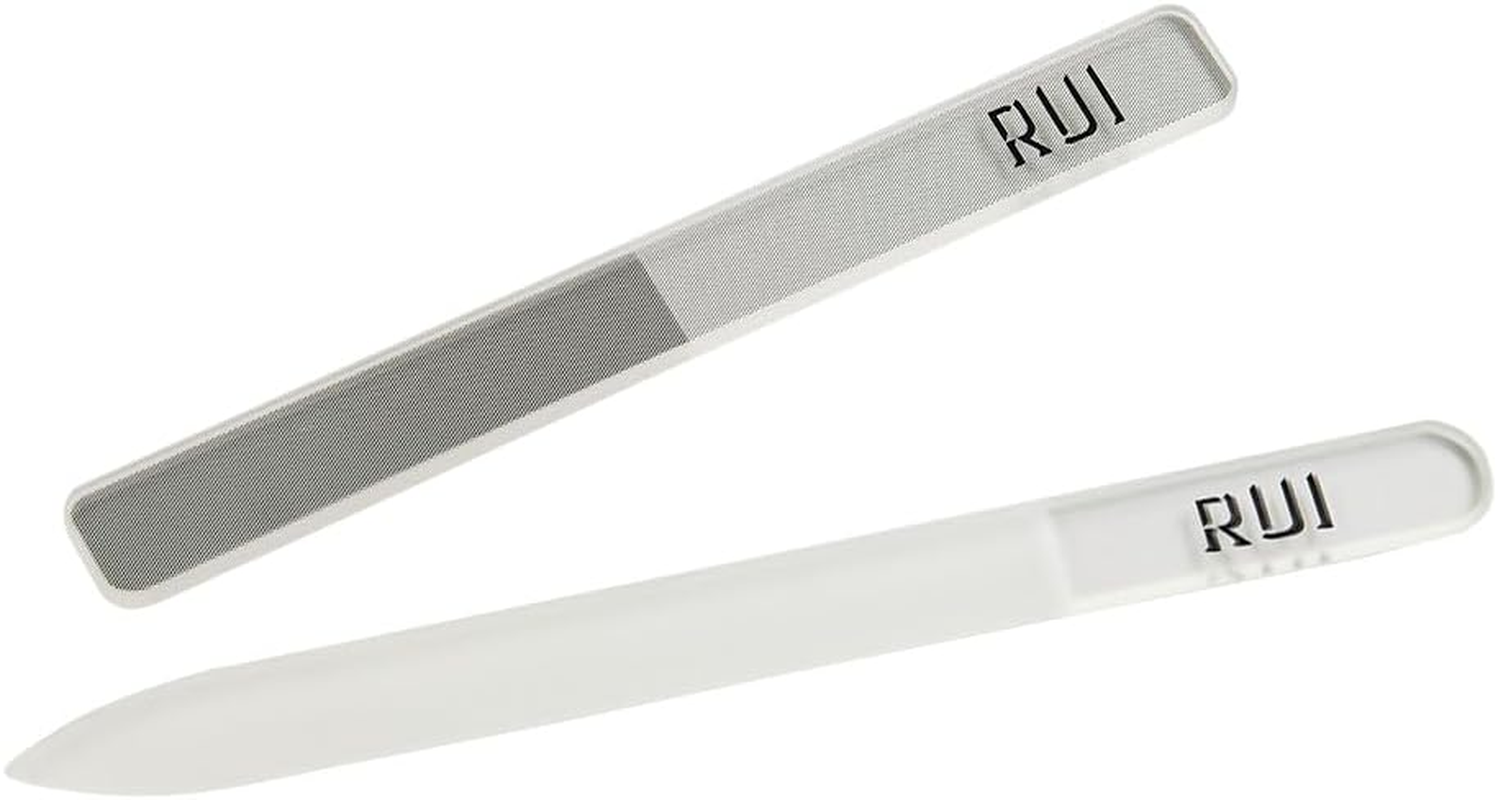 Rui Smiths Carbonconscious Glass Nail File & Nano Glass Buffer Set for Shiny Manicure Grooming - Reusable, Comes with Protective Cases image number 1