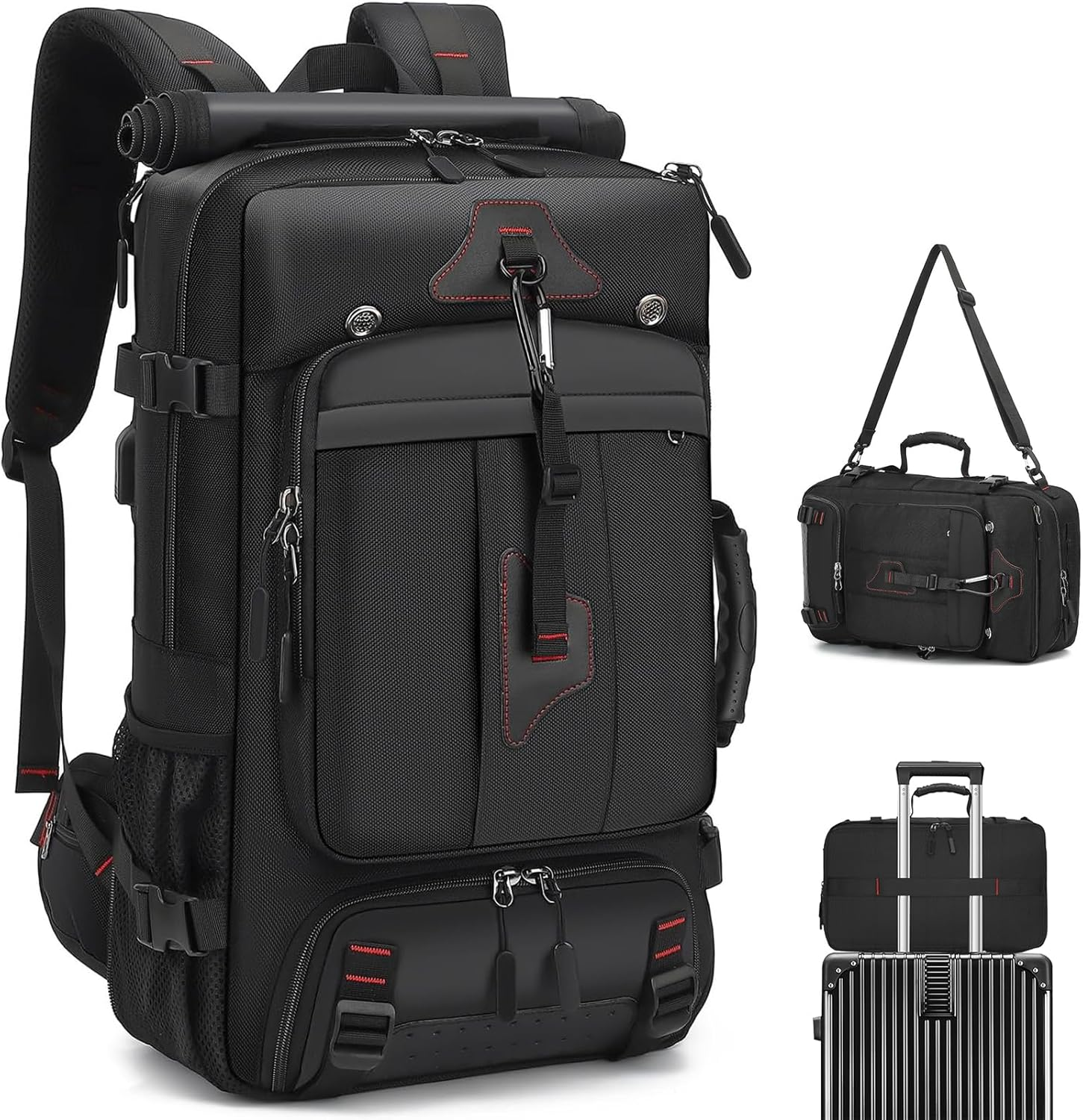 YUDSKU Travel Backpack 60L, Extra Large Carry on Backpack, Waterproof Travel Laptop Backpack, Durable Convertible Duffle Bag Fit for 17 Inch Laptop, with USB Charging Port, Shoe Compartment&Wet Pocket image number 4