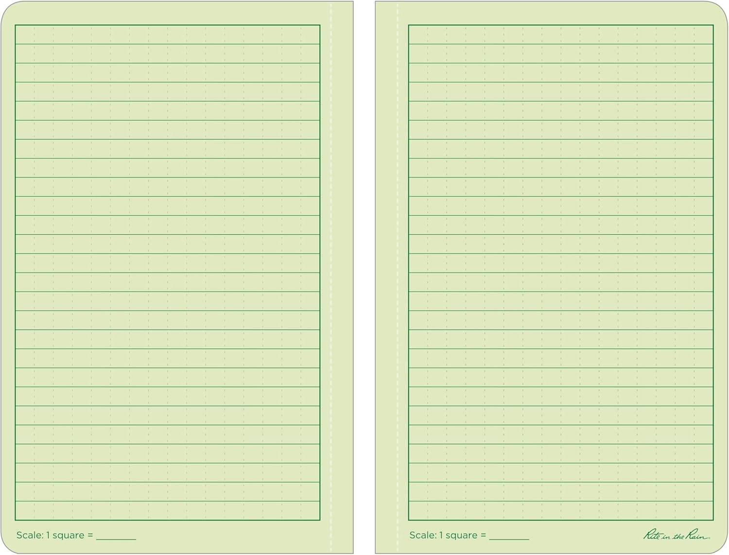 Rite in the Rain Weatherproof Soft Cover Notebook, 4.625" X 7.25", Green Cover, Universal Pattern (No. 974)