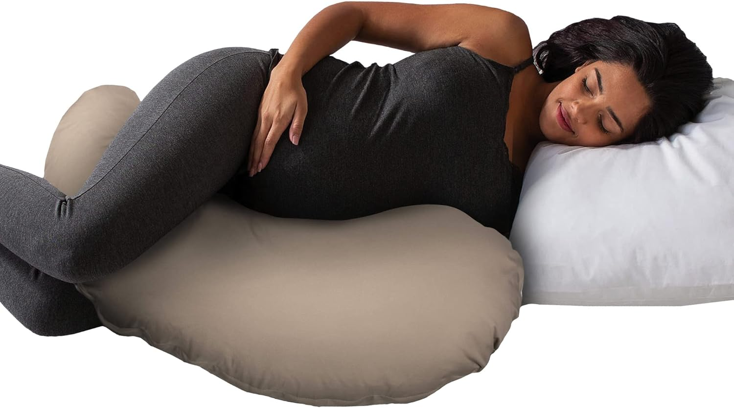 Boppy Organic Cotton Fabric Cuddle Pregnancy Pillow with Removable, 100% Organic Cotton Pillow Cover | Plush Contoured Support | Prenatal and Postnatal Positioning image number 3