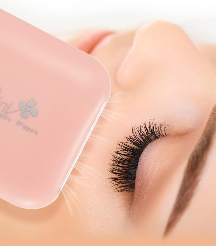 Threeh Eyelashes Fan Mini USB Rechargeable Electric Bladeless Handheld Cooling Fan with 3 Adjustable Speeds and T-Bracket,Black - Red image number 3