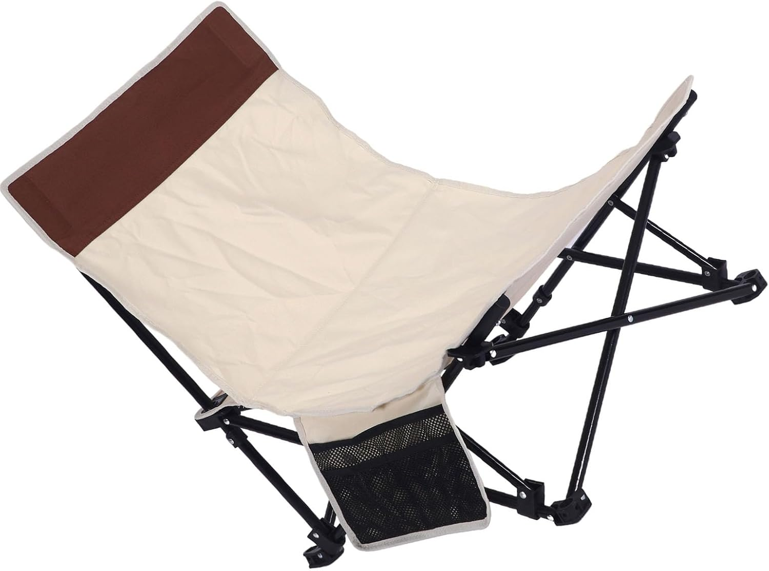 Reclining Back Beach Chair, Rugged Beach Chair Multifunctional Durable for Patio - Black image number 6