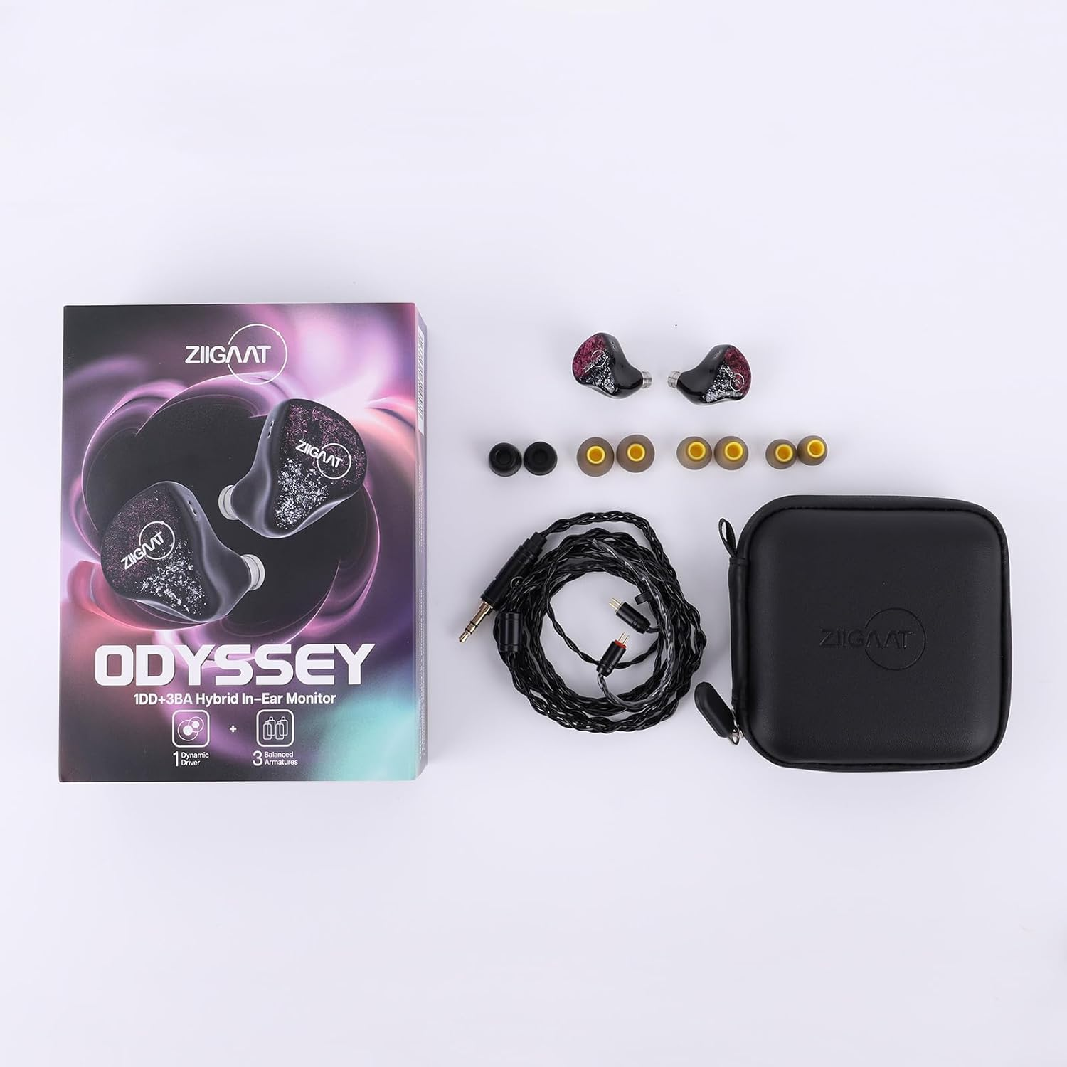 Linsoul Ziigaat Odyssey In&ndash;Ear Monitor, 1DD+3BA Hybrid IEM Earphone, Wired Gaming Earbuds, Professional Sound Isolating Inner-Ear Monitors with Detachable IEM Cable for Bass-Lovers Musician Audiophile