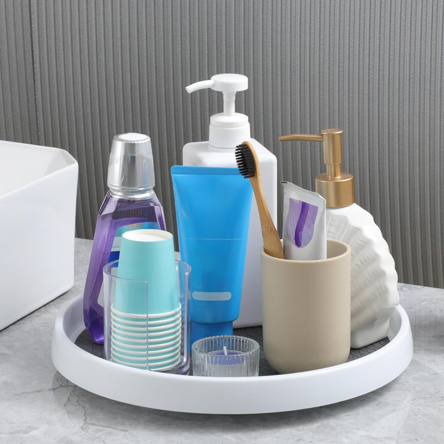 [ 4 Pack ] 12 Inch Non-Skid Turntable Lazy Susan Organizers - Spinning Rack for Cabinet, Pantry Organization and Storage, Kitchen, Fridge, Vanity, Countertop, under Sink Organizing, Spice Spinner image number 1