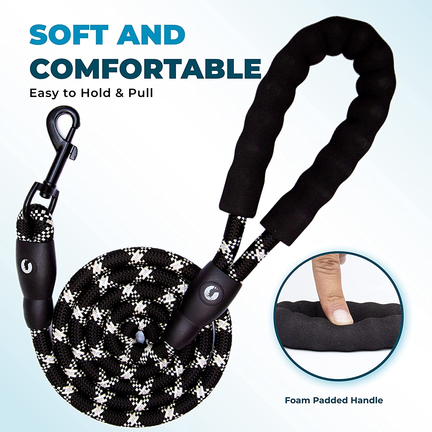 6 Ft Dog Leash ; Durable & Strong Nylon Dog Lead by Saffily - Comfortable Padded Handle and Perfect for Medium & Large Dogs Training-4X Reflective Thread Is Used in Our Dog Leashes
