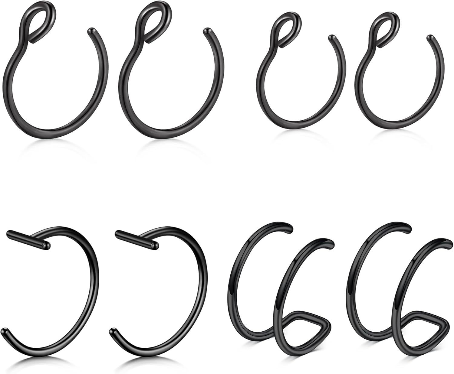 QWALIT Fake Lip Piercing Fake Lip Ring Fake Nose Ring Fake Snake Bites Fake Nose Piercing Faux Lip Rings Fake Snake Bite Piercing Clip Lip Ring Ear Cuff Earrings