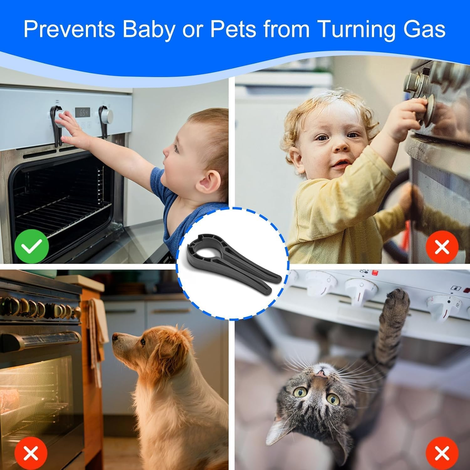 5 PCS Universal Stove Knob Covers for Child Safety, Heat-Resistant Gas Oven Knob Locks with Strong Adhesive, Baby Proofing Stove Guard to Prevent Kids & Pets from Turning On image number 4