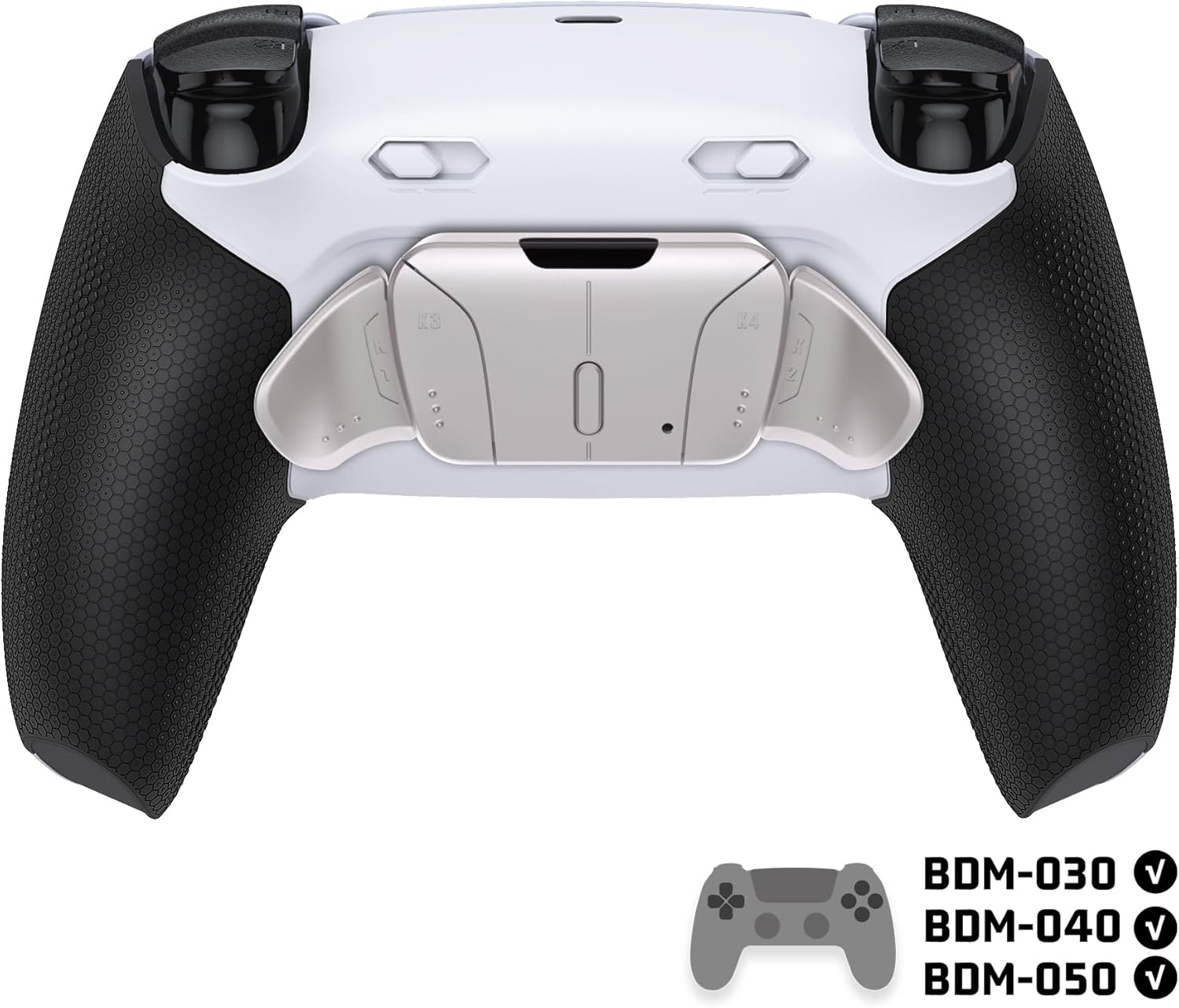 Extremerate RISE4 plus MAX RMB Back Paddles Kit with Clicky Trigger Stops & Rubberized Grip for PS5 Controller BDM-030 040 050, Remappable Real Metal Back Buttons Kit for PS5 Controller &ndash; White Black image number 2