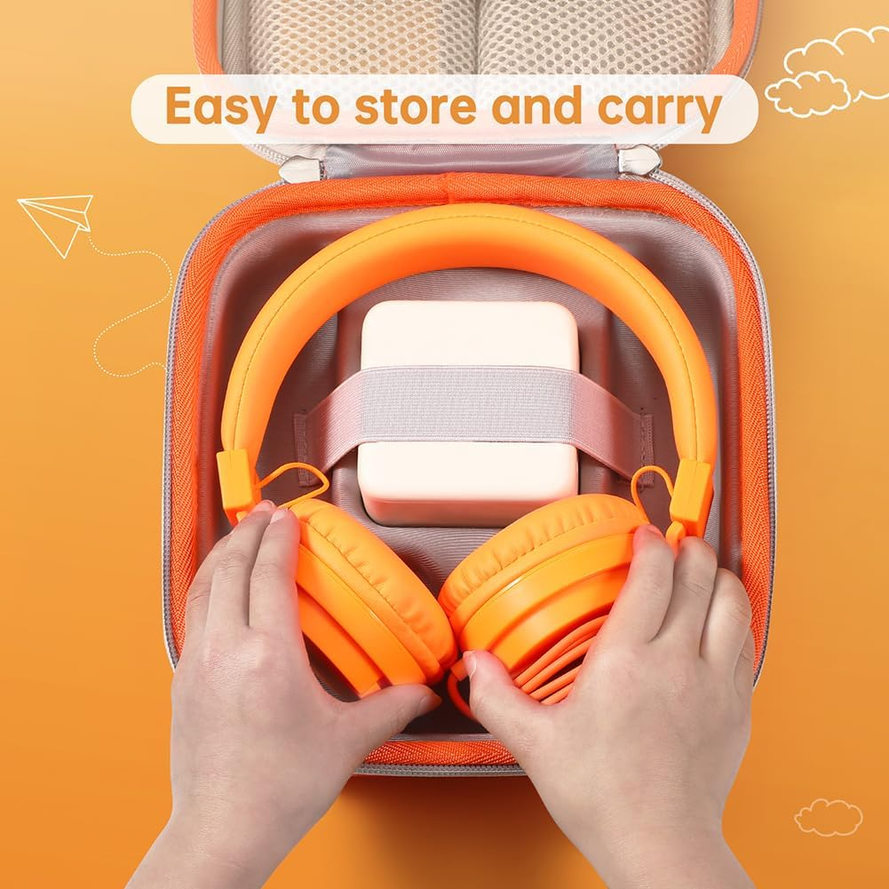 AZURAOKEY Travel Case Compatible with Yoto Mini Kids Audio & Music Player, Holder Bag Hold up to 20 Cards/Charging Cable for Children&rsquo;S Speaker Plays Audiobook Cards (Box Only) - L-Orange image number 2